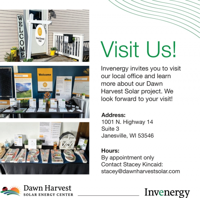 Visit Us!, Dawn Harvest Solar Energy Center, Janesville, WI