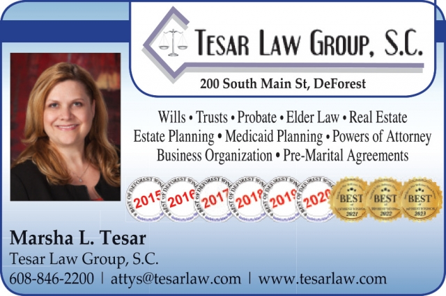 Estate Planning - Wills - Probate - Elder Law, Tesar Law Group, S.C , Deforest, WI