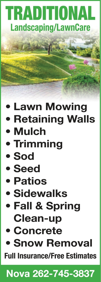 Lawn Mowing - Retaining Walls, Traditional Landscaping/LawnCare, West Bend, WI
