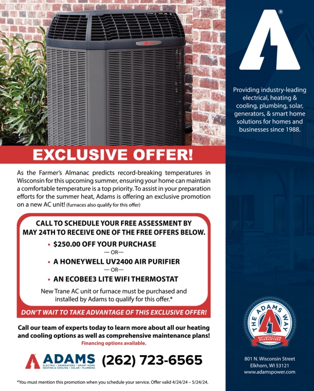 Power Your Life, Adams Heating & Cooling, Elkhorn, WI