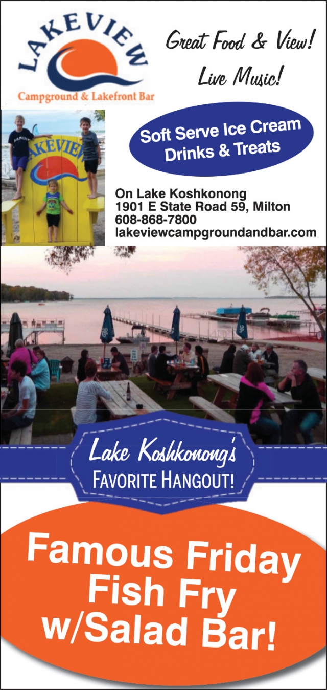 Great Food & View!, Pettit's Lakeview Campground & Bar, Milton, WI