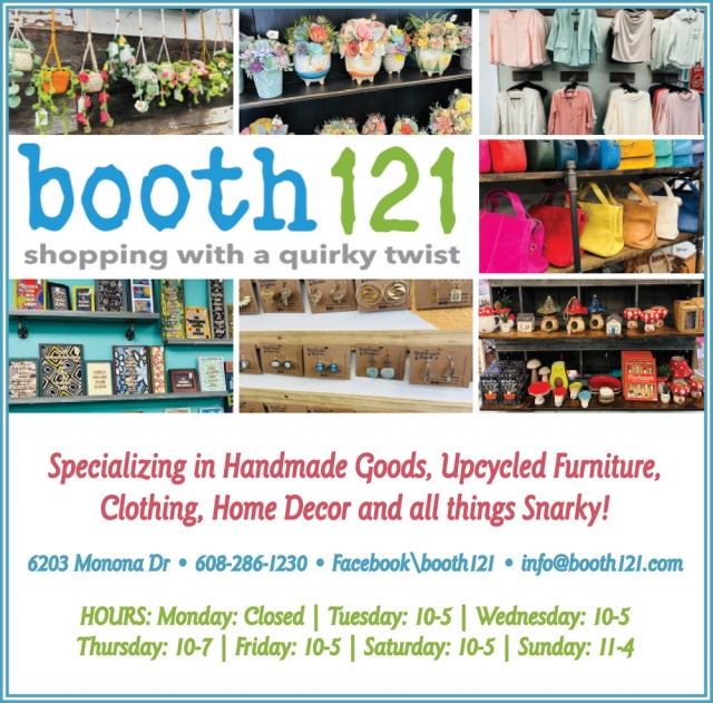 Shopping with a Quirky Twist, Booth 121, Monona, WI