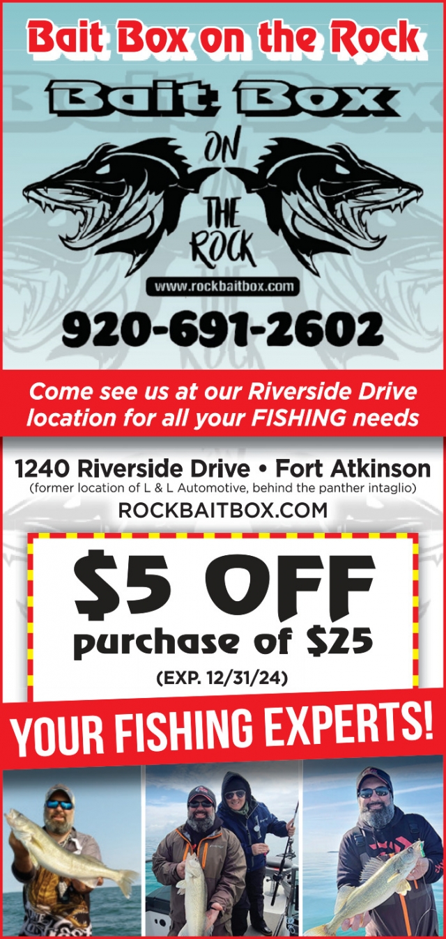 Come See Us at Our Riverside Drive Location for All Your Fishing Needs, Rock River Bait Box, Fort Atkinson, WI