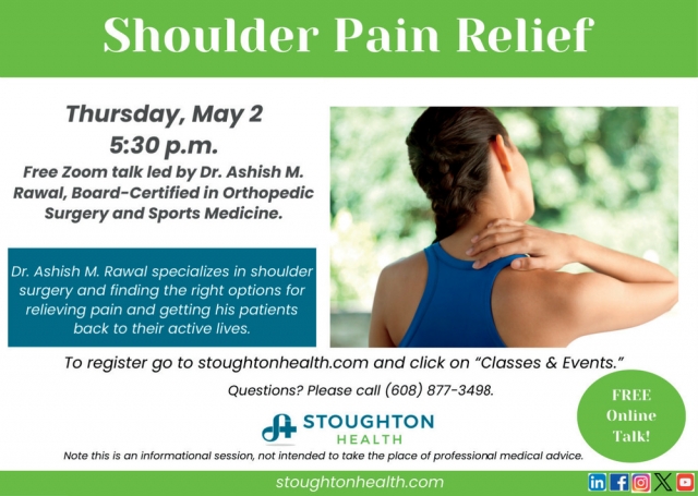 Shoulder Pain Relief, Stoughton Hospital, Stoughton, WI