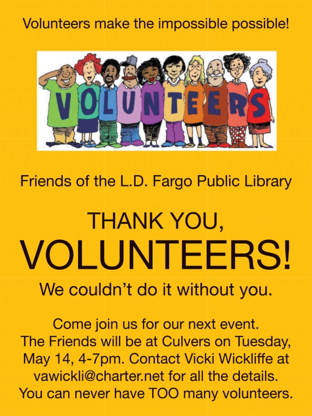 Thank You, Volunteers!, Friends Of The Library, Lake Mills, WI