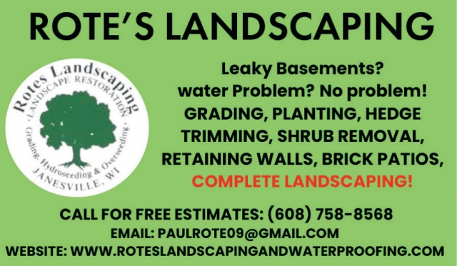 Leaky Basements?, Rote's Landscaping, Janesville, WI
