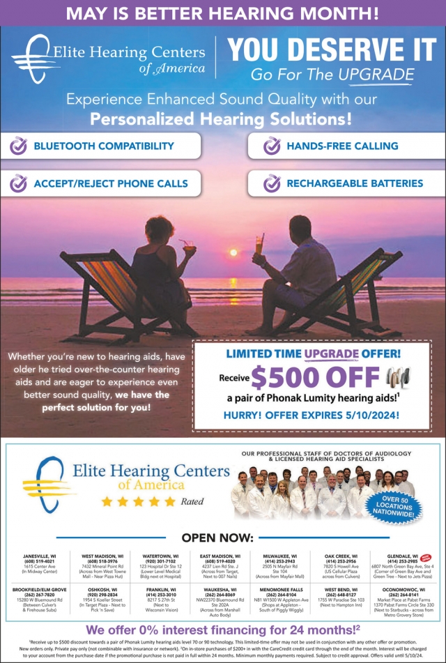 May Is Better Hearing Month!, Elite Hearing Centers of America, Waukesha, WI