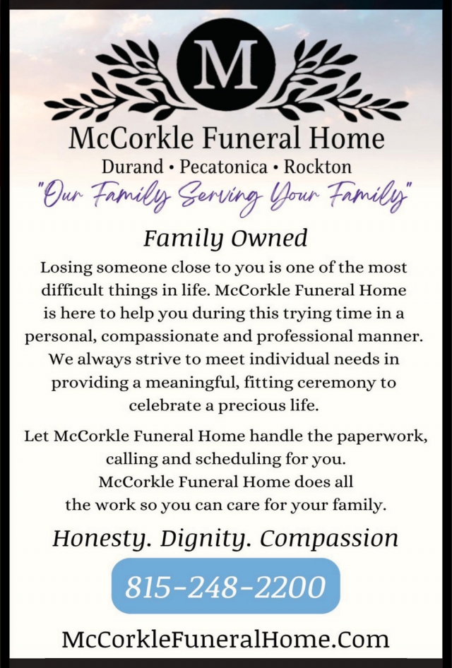 Funeral Home, McCorkle Funeral Home, Durand, IL