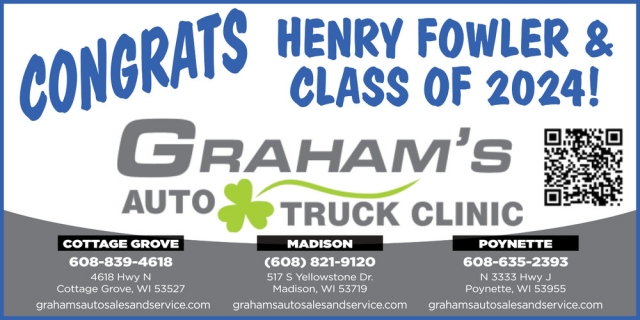 Congrats Henry Fowler & Class of 2024!, Graham's Auto & Truck Clinic, Poynette, WI