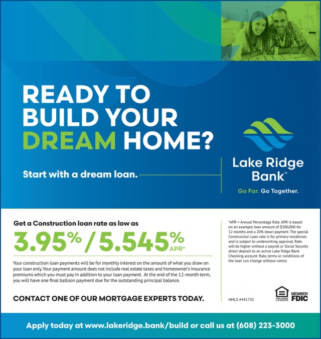 Ready to Build Your Dream Home?, Lake Ridge Bank, Madison, WI