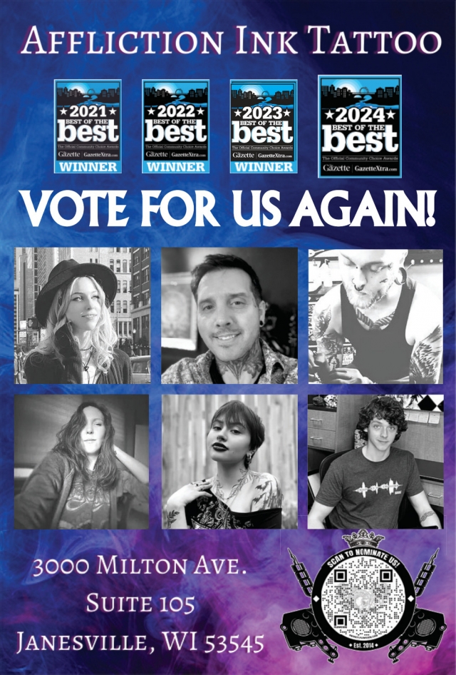 Vote For Us Again!, Affliction Ink, Janesville, WI