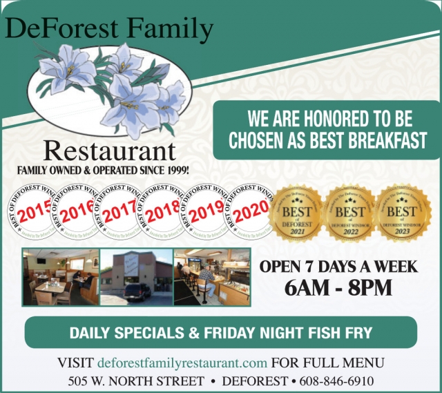 Daily Specials, DeForest Family Restaurant, De Forest, WI