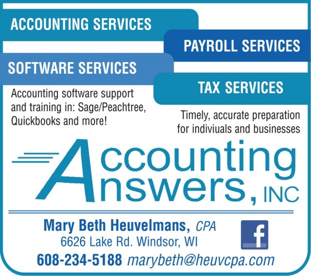 Accounting Services - Payroll Services - Software Services, Accounting Answers, Inc, Windsor, WI