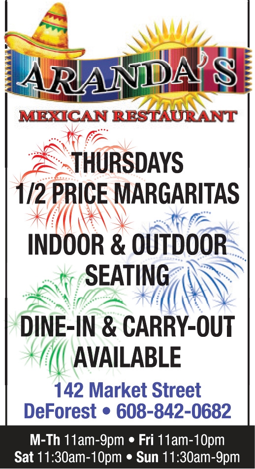 Thursdays 1/2 Price Margaritas, Aranda's Mexican Restaurant, De Forest, WI