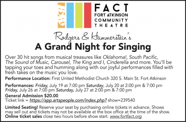 A Grand Night for Singing, Fort Atkinson Community Theatre, Jefferson, WI
