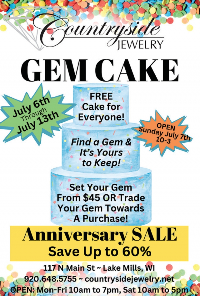 Gem Cake, Countryside Jewelry, Lake Mills, WI