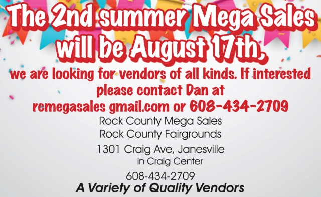 2nd Summer Mega Sales, Rock County Mega Sales at Rock County Fairgrounds