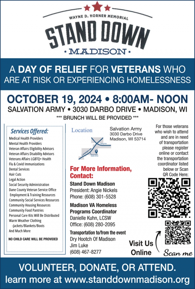 a Day of Relief for Veterans, Stand Down Madison, Madison, WI