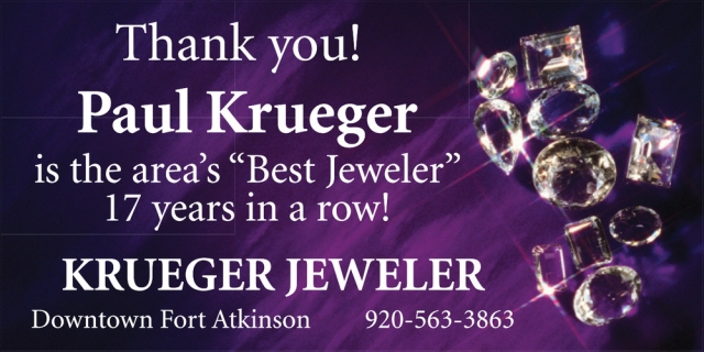 Best Jeweler, Krueger Jeweler, Fort Atkinson, WI