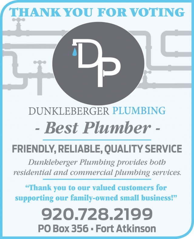 Best Plumber, Dunkleberger Plumbing