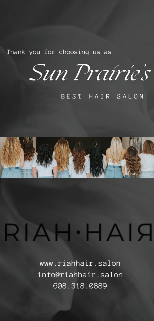 Thank You for Choosing Us as Sun Prairie's Best Hair Salon, RIAH.HAIR Salon, Sun Prairie, WI