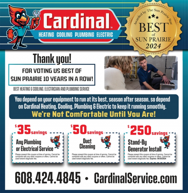 Best Electrician in Sun Prairie 2024!, Cardinal Heating & Air Conditioning, Sun Prairie, WI