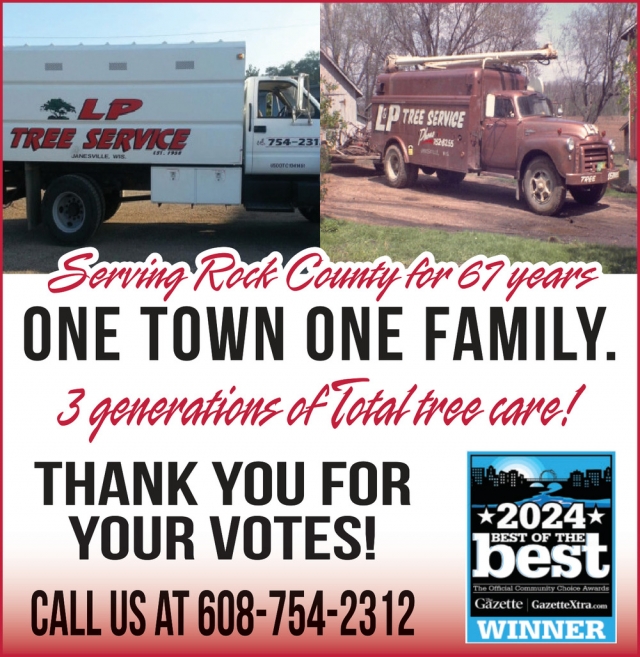 Serving Rock County for 67 Years, L P Tree Service, Janesville, WI