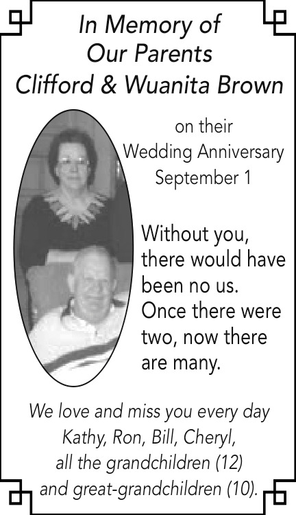 in Memory of Our Parents Clifford & Waunita Brown, Obituaries, WI