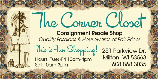 Consignment Resale Shop, The Corner Closet - Vintage Charm, Milton, WI