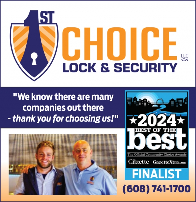 Thank You For Choosing Us, 1st Choice Lock & Security, Janesville, WI