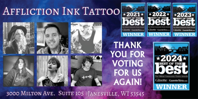 Vote For Us Again!, Affliction Ink, Janesville, WI