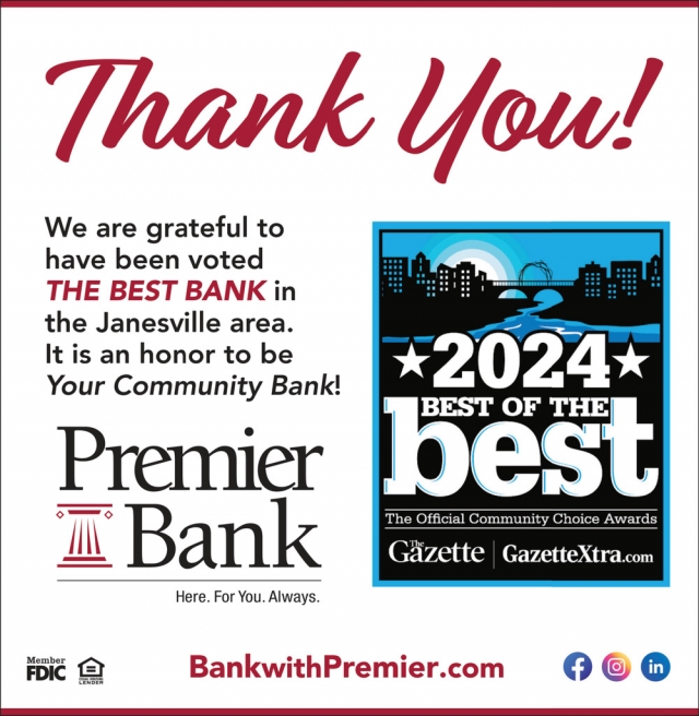 The Best Bank, PremierBank, Fort Atkinson, WI