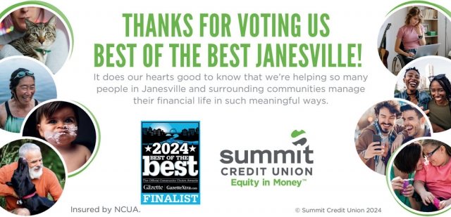 Thanks for Voting Us Best of the Best Janesville!, Summit Credit Union, Milwaukee, WI