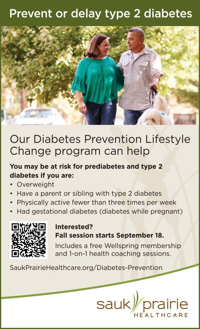 Prevent or Delay Type 2 Diabetes, Sauk Prairie Healthcare, Prairie Du Sac, WI