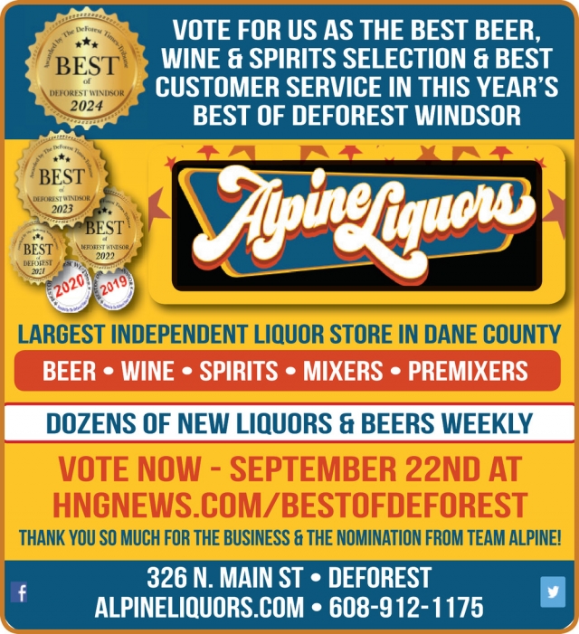 Best Beer & Wine Selection, Alpine Liquors, Deforest, WI