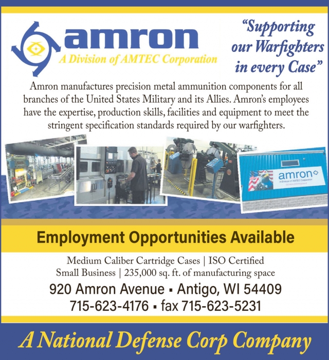 Employment Opportunities, Amron, LLC, Antigo, WI