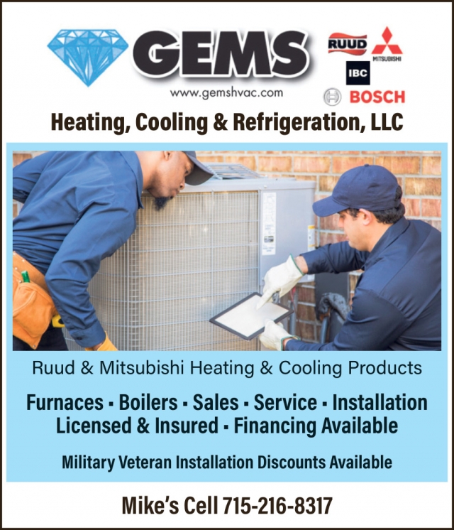 Heating, Cooling & Refrigeration, GEMS Heating & Cooling, Antigo, WI