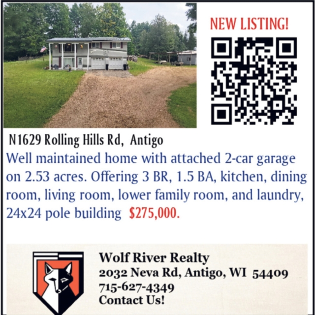 New Listing!, Wolf River Realty, Antigo, WI