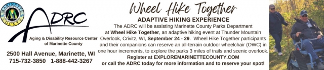 Adaptive Hiking Experience, ADRC - Aging & Disability Resource Center of Marinette County