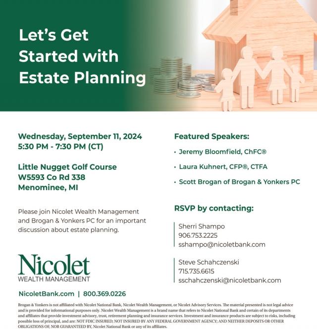 Let's Get Started With Estate Planning, Nicolet Wealth Management Estate Planning Event (September 11, 2024)