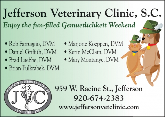 Veterinary Services, Jefferson Veterinary Clinic SC, Jefferson, WI