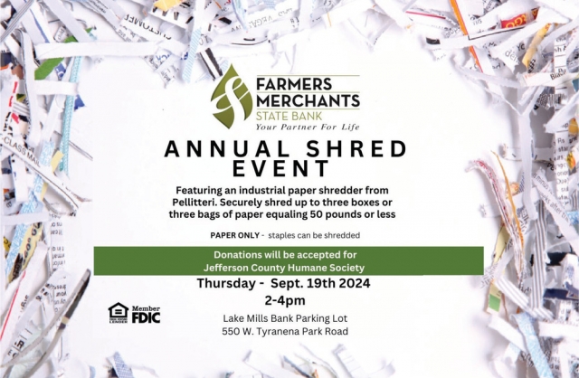 Annual Shred Event, Farmers Merchants State Bank, Oconomowoc, WI