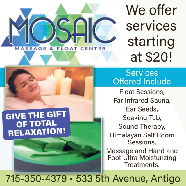 Float Sessions, Mosaic Massage & Float Center, Antigo, WI