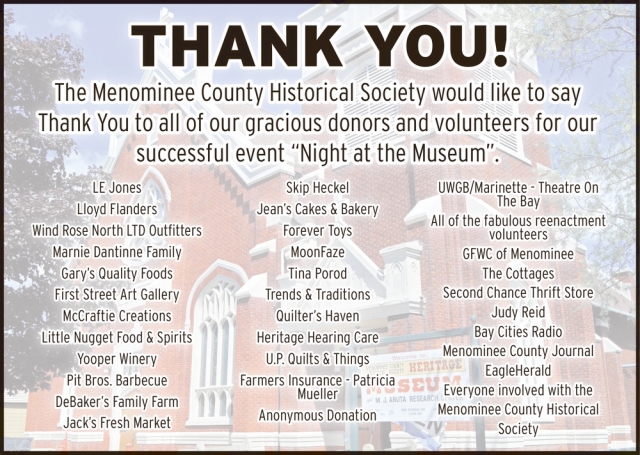 Thank You!, Menominee County Historical Society