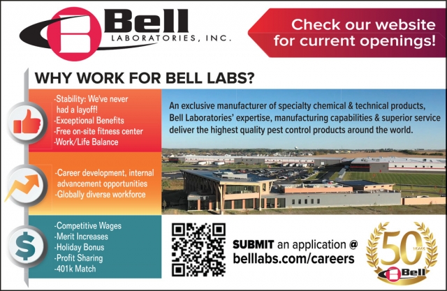 Check Our Website for Current Openings!, Bell Laboratories, Inc, Windsor, WI