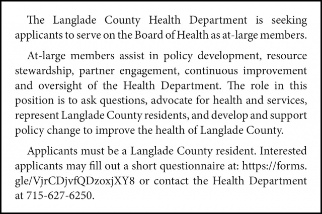 At-Large Members, Langlade County Health Department