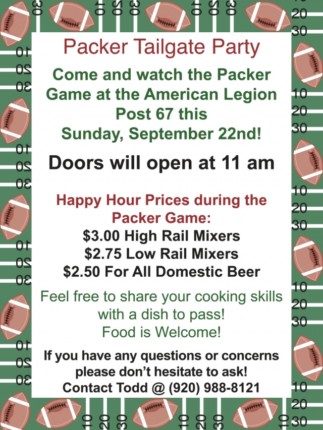 Packer Tailgate Party, American Legion Post #67, Lake Mills, WI