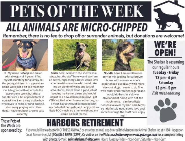 Pets of the Week, Menominee Animal Shelter