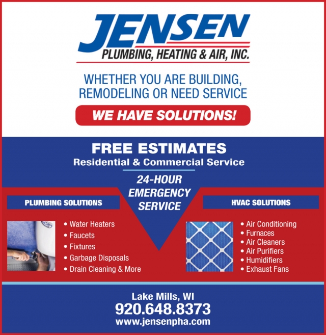 HVAC Solutions, Jensen Plumbing, Heating & Air, Inc, Lake Mills, WI