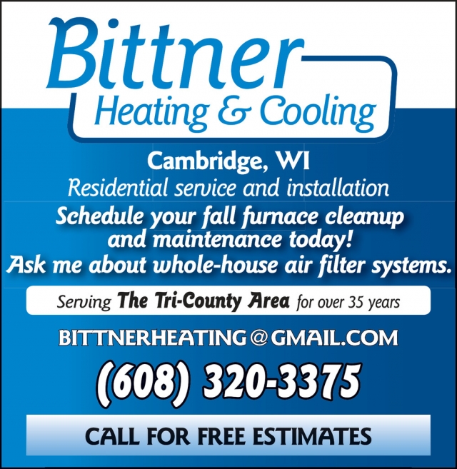 Fall Furnace Cleanup, Bittner Heating & Cooling, Cambridge, WI